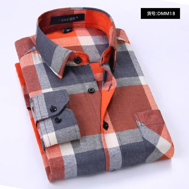 Xituodai Plaid Shirt New Autumn Winter Flannel Red Checkered Shirt Men Shirts Long Sleeve Chemise Homme Cotton Male Check Shirts