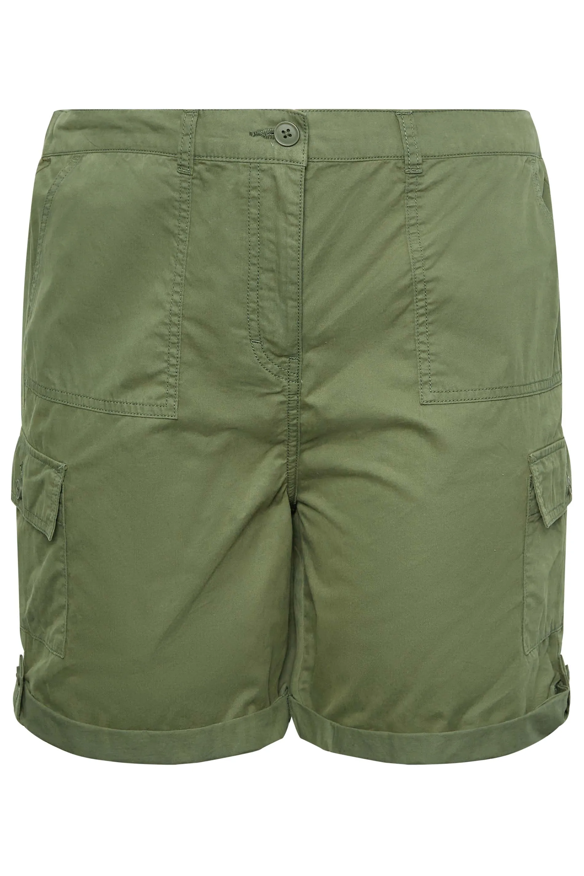 YOURS Curve Khaki Green Cargo Chino Shorts